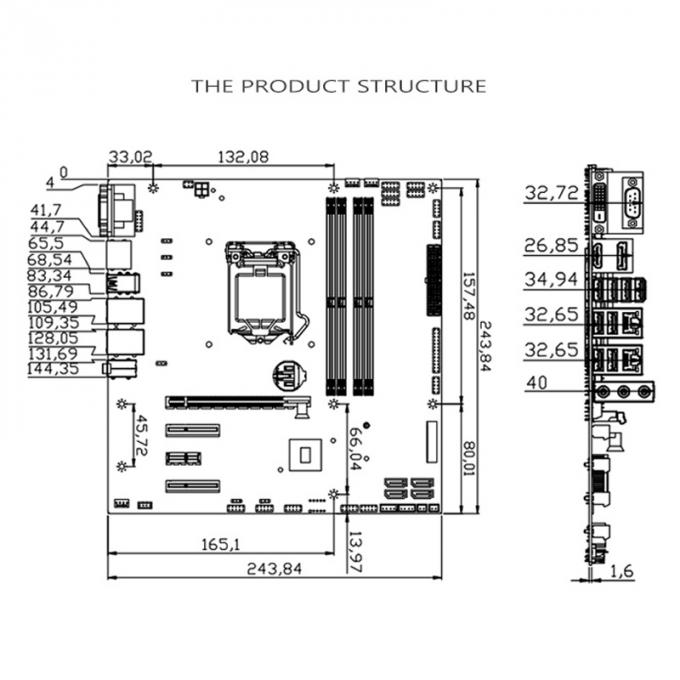 LGA1151 Industrial Pc Motherboard Support Intel® 6th / 7th I3 I5 I7 CPU With PCIE_X16 2 PCIE_X4 Dual LAN 2