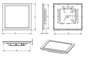 IP65 15 Inch Industrial Touch Screen Panel Display Embedded / Wall Mounted