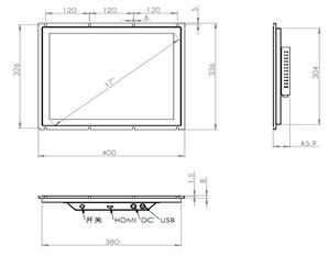 Recessed / Wall Mounting Industrial Display Monitors 17 Inch Touch HDMI Interface