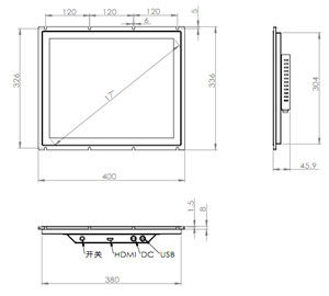 300cd/M2 Industrial Touch Screen Monitor 10 inch Display 24V DC Power Input