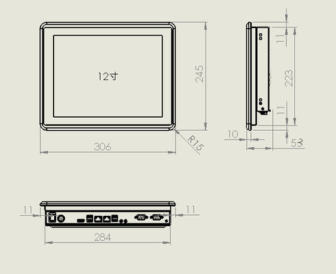 400cd/M2 Brightness Industrial Touchscreen Display VESA Mounting 1024x768 Resolution